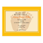 Yellow Footprint Baby Shower Invitation Post Card