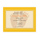 Yellow Footprint Baby Shower Invitation postcards by thebabystore Yellow Footprint Baby Shower Invitation postcards