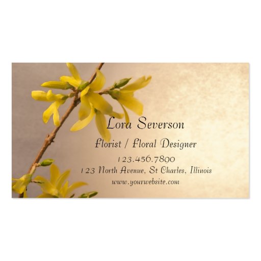 Yellow Forsythia Business Cards (front side)
