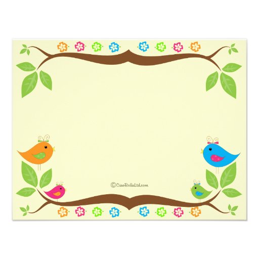 Yellow Four Birds Floral Baby Shower Invitation
