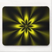 Yellow Fractal Burst mousepads