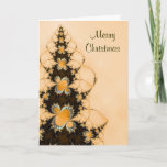 Yellow Fractal Ornament Tree Christmas Card