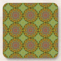 Yellow Fractal Pattern Coaster