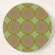 Yellow Fractal Pattern Drink Coasters