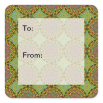 Yellow Fractal Pattern Square Stickers