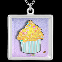 Yellow Frosted Cupcake necklaces