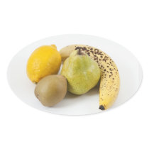Yellow fruits on a white background oval stickers