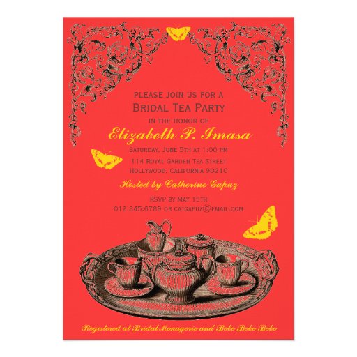 Yellow Garden Bridal Tea Party invitations Personalized Invite