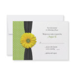 Yellow Gerber Daisy Polka Dot Reply Card