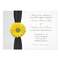 Yellow Gerber Daisy Polka Dot Wedding Invitation