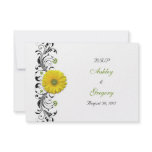 Yellow Gerbera Daisy Black Green Floral Reply Card
