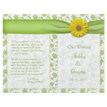 Yellow Gerbera Daisy Green Floral Wedding Program