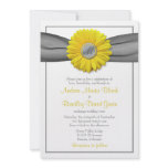 Yellow Gerbera Daisy Grey Ribbon Invitation