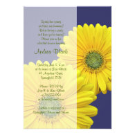 Yellow Gerbera Daisy Navy Bridal Shower Invitation