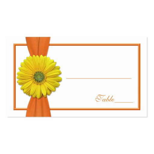 Yellow Gerbera Daisy Orange Wedding Place Card Business Cards (front side)