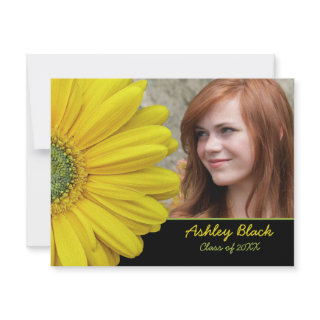 Yellow Gerbera Daisy Photo Graduation Invitation