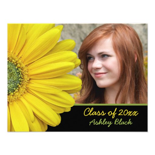 Yellow Gerbera Daisy Photo Graduation Invitation