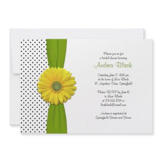 Yellow Gerbera Daisy Polka Dot Bridal Shower invitation