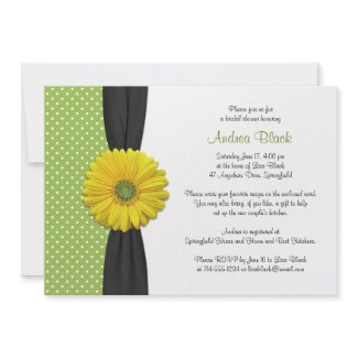 Yellow Gerbera Daisy Polka Dot Bridal Shower invitation