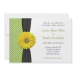 Yellow Gerbera Daisy Polka Dot Wedding Invitation