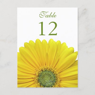 Yellow Gerbera Daisy Table Number Card Postcards