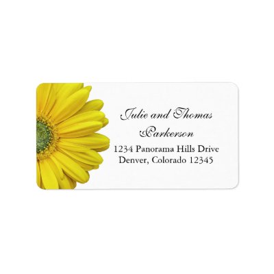 Yellow gerbera daisy address labels to be used for your wedding invitations 