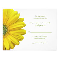 Yellow Gerbera Daisy Wedding Reply Card Personalized Invites
