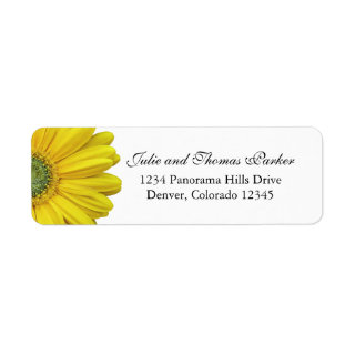 Yellow Gerbera Daisy Wedding Return Address Labels