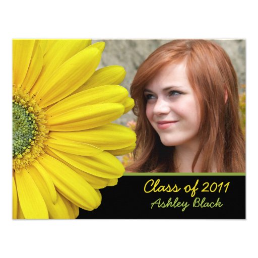 Yellow Gerbera Photo Graduation Invitation