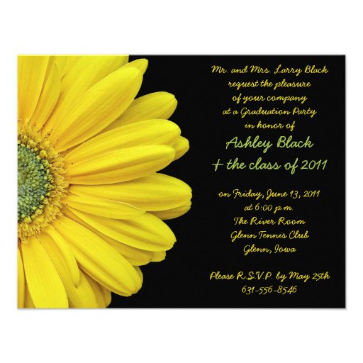 Yellow Gerbera Photo Graduation Invitation