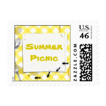 Yellow Gingham Picnic BBQ Party  Postage