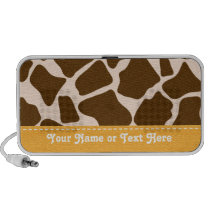 Yellow Giraffe Print Doodle Speakers Personalized