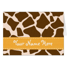 Yellow Giraffe Print Note Cards Personalized