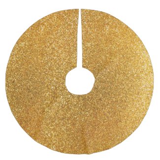 Yellow glitter brushed polyester tree skirt