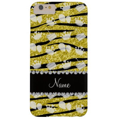 Yellow glitter zebra stripes birthday cake balloon barely there iPhone 6 plus case