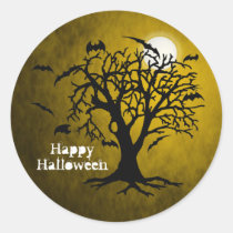 Yellow Going Batty Halloween Stickers