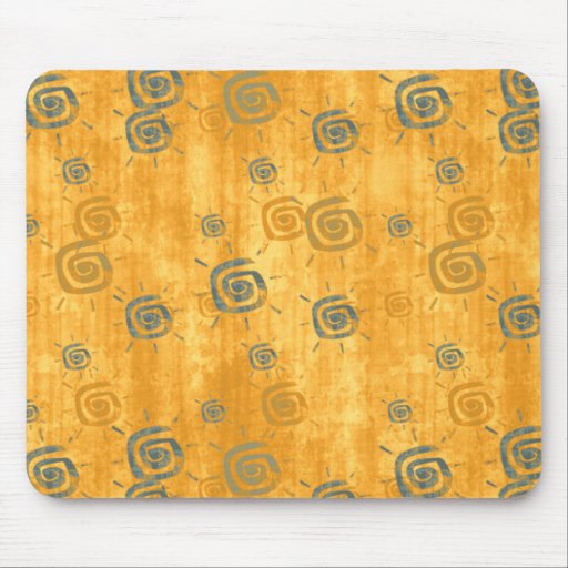 Yellow Gold & Blue Grungy Summer Sun Pattern Mouse Pad