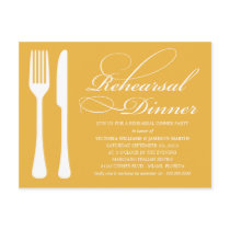 YELLOW GOLD FLATWARE | REHEARSAL DINNER INVITE POSTCARD