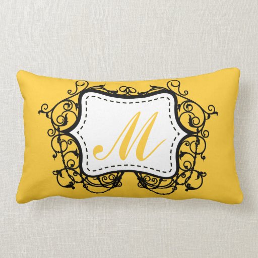 Yellow Gold Monogram Throw Pillow Zazzle