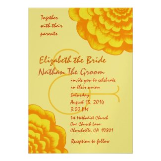 Yellow Gold Orange Flowers Wedding Template Invitations