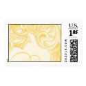 Yellow Gold Plumes and Swirls postage