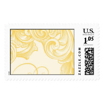 Yellow Gold Plumes and Swirls postage