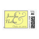 YELLOW & GRAY Bride and Groom Wedding Stamp