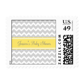 Yellow Gray Chevron Custom Baby Shower Stamps