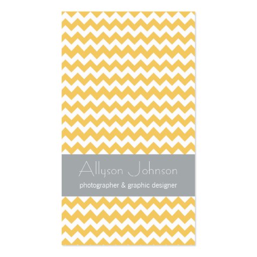 Yellow & Gray Chevron Design Business Cards