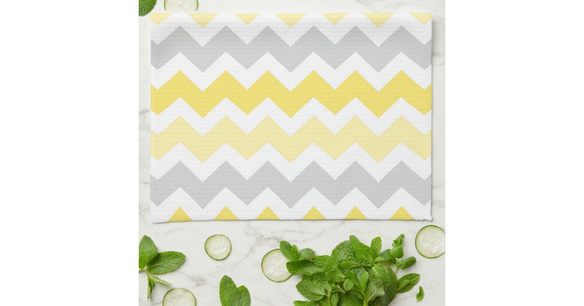 Yellow Gray Chevron Kitchen Cloth Towel Zazzle