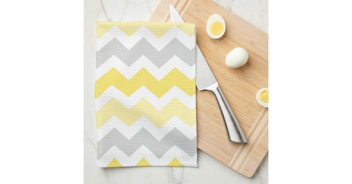 Yellow Gray Chevron Kitchen Cloth Towel Zazzle