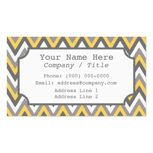 Yellow Gray Chevron Label Business Card
