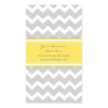 Yellow Gray Chevron Retro Business Cards