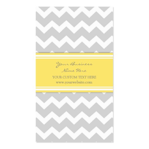 Yellow Gray Chevron Retro Business Cards (front side)
